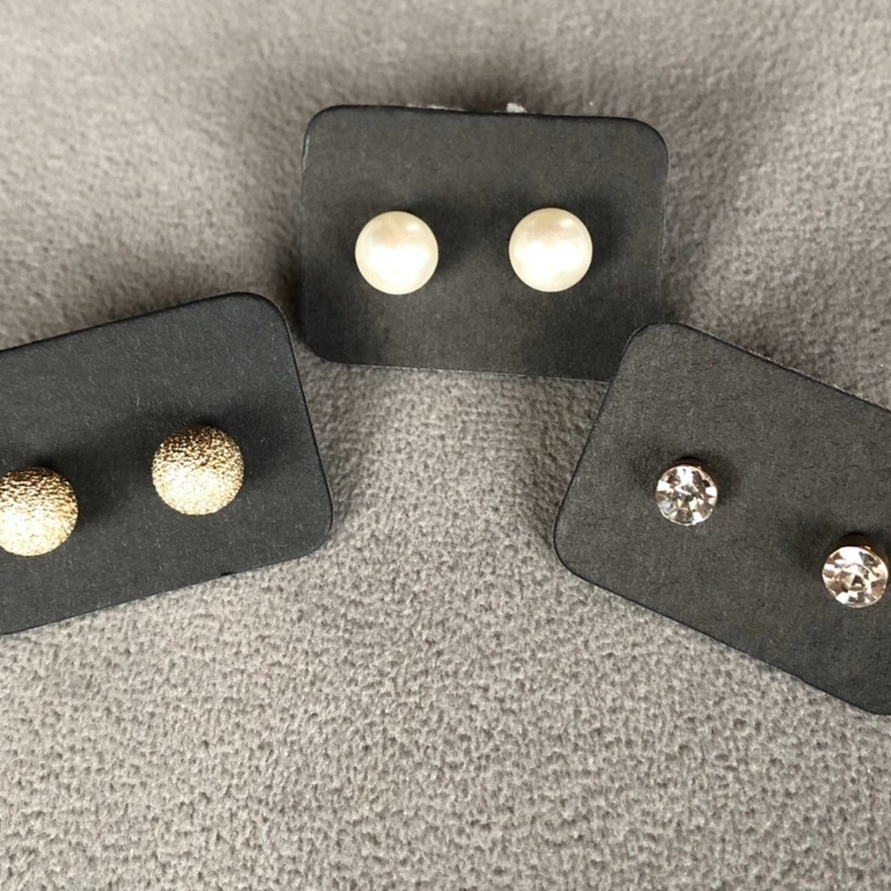 Set of 3 ~ Earrings ~ Chic Classic Style ~ New! ~ Faux Pearl & CZ